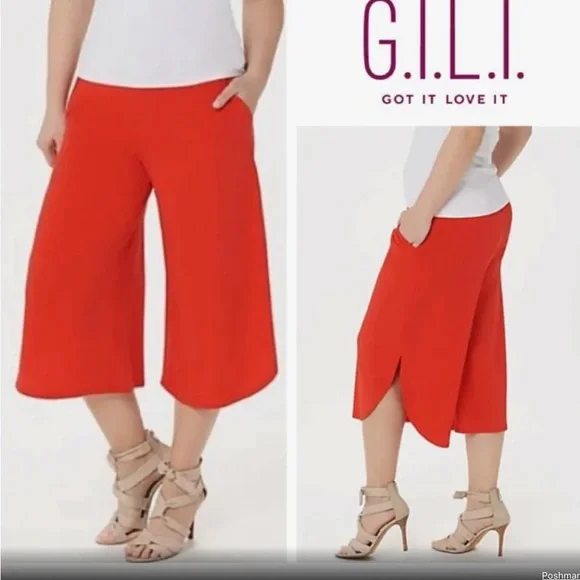 🚨Sale🚨!! New G.I.L.I Wide Leg Crop Pants Size Large - Picture 2 of 9